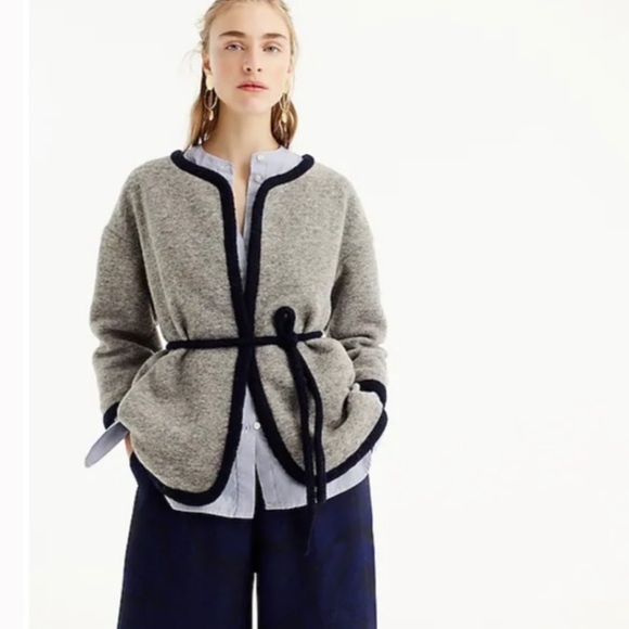 J Crew wrap jacket in boiled wool w/ belt